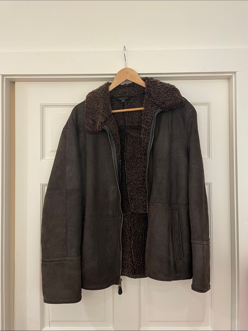 Robert Talbott Dark Brown Shearling Bomber Jacket